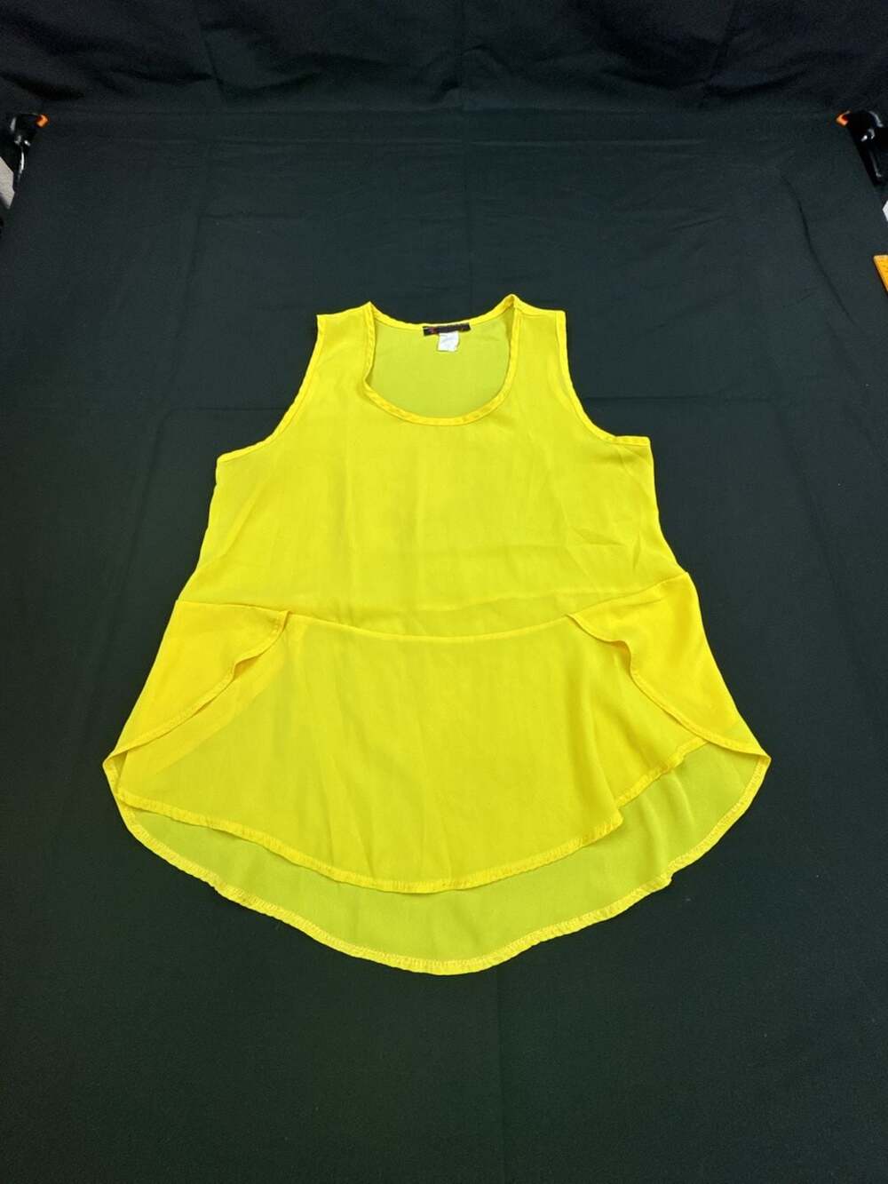 MYTH Tank Top Size Large Yellow Chiffon Asymmetrical Overlay Blouse